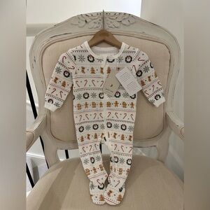 🤍 6 Mth Petit Lem Limited Edition Holiday Treats Waffle Fair Isle Footie NWT